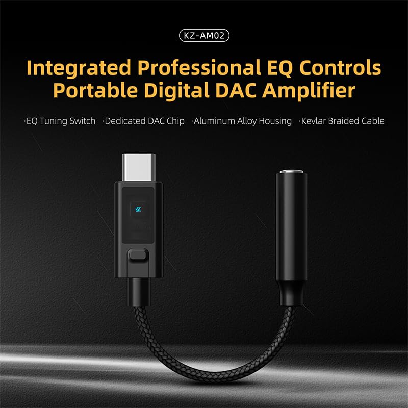 KZ AM02 Portable Type-C DAC & Amplifier with Professional EQ Controls