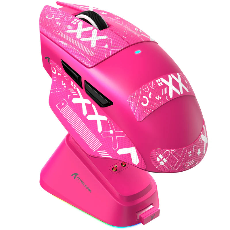 ATTACK SHARK V6 Ultra-Light Tri-Mode Gaming Mouse with RGB Charging Dock – 25,000 DPI