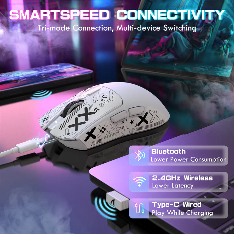 ATTACK SHARK X1 Tri-Mode Wireless Gaming Mouse (With RGB Touchpad Dock)
