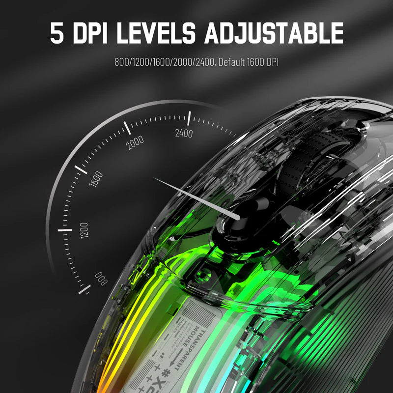 ATTACK SHARK X2 Wireless Gaming Mouse – Black Transparent (Tri-Mode RGB Mouse)