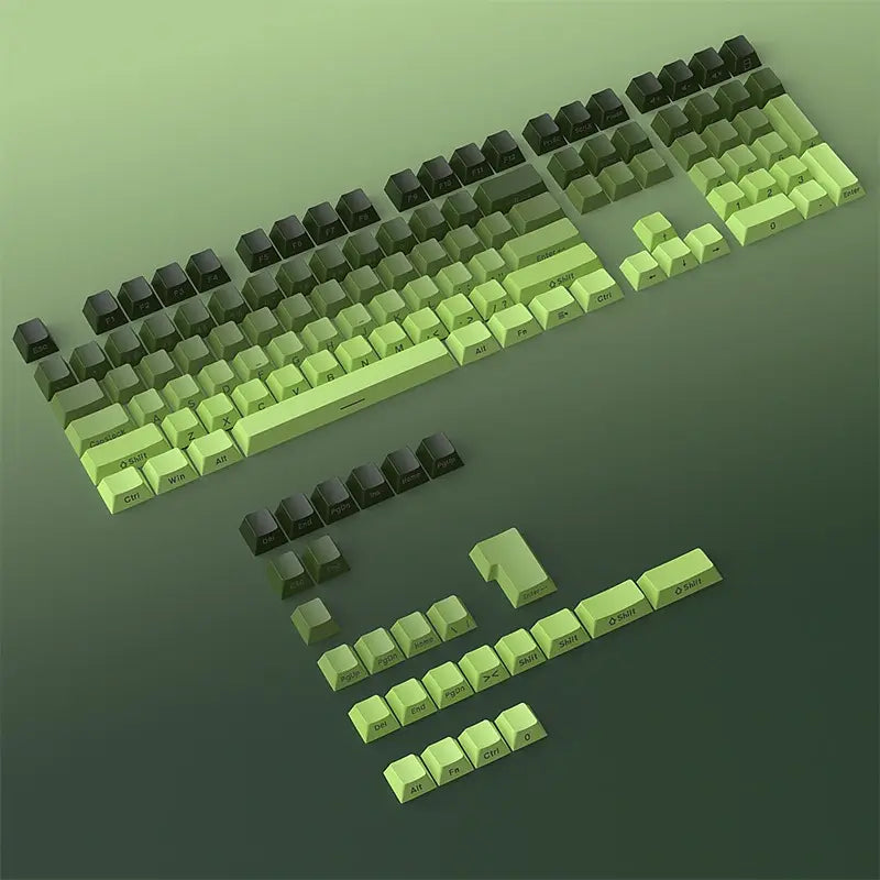 FGT-011K Matcha Green Gradient PBT Side Engraved Keycaps Set – 133 Keys