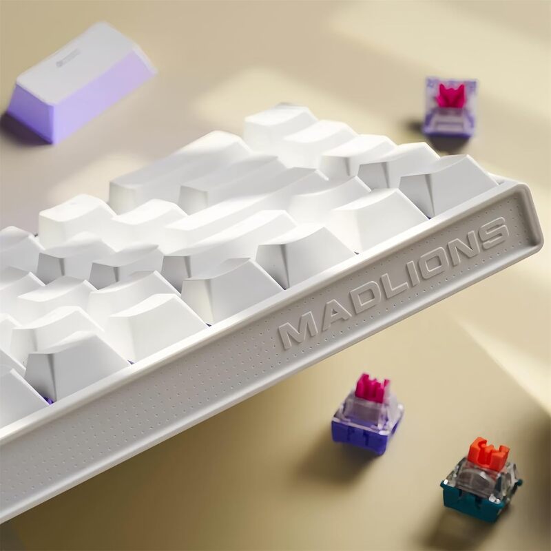MADLIONS NANO68 Series Hall Effect Magnetic Gaming Keyboard – White Purple
