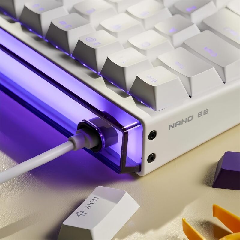 MADLIONS NANO68 Series Hall Effect Magnetic Gaming Keyboard – White Purple