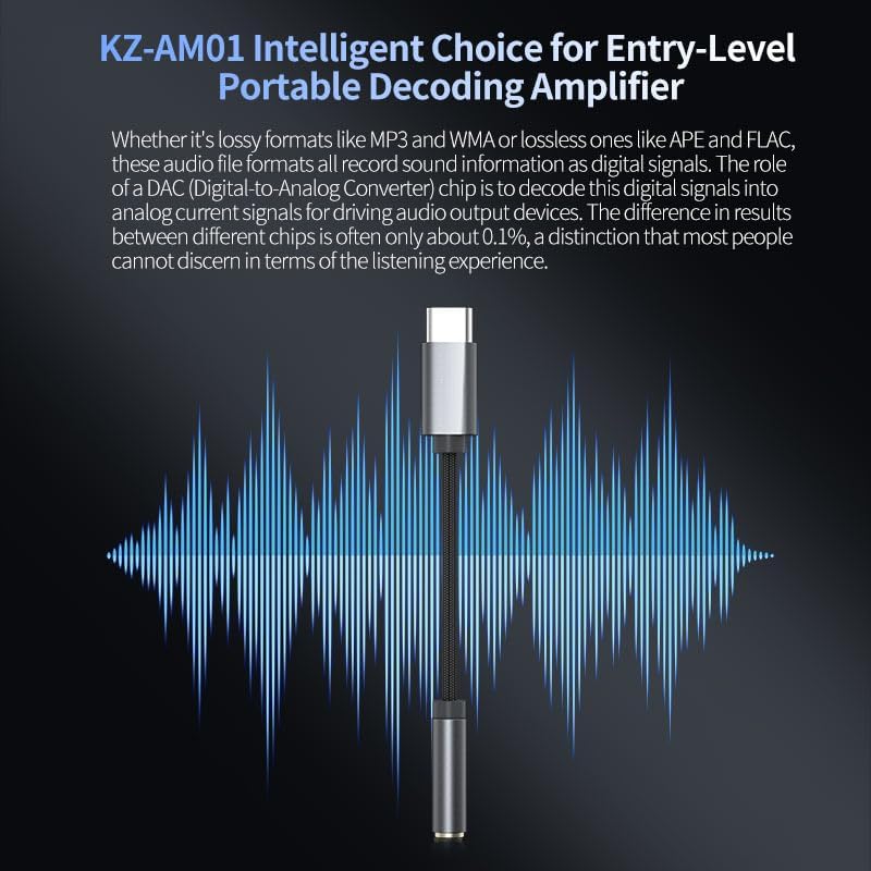 KZ AM01 Portable Type-C DAC & Amplifier – Hi-Fi Audio Adapter