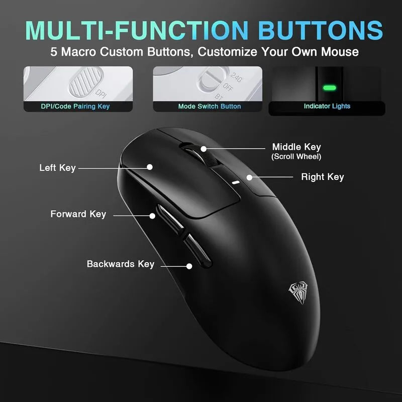 AULA SC680 Tri-Mode Wireless Gaming Mouse (Black)