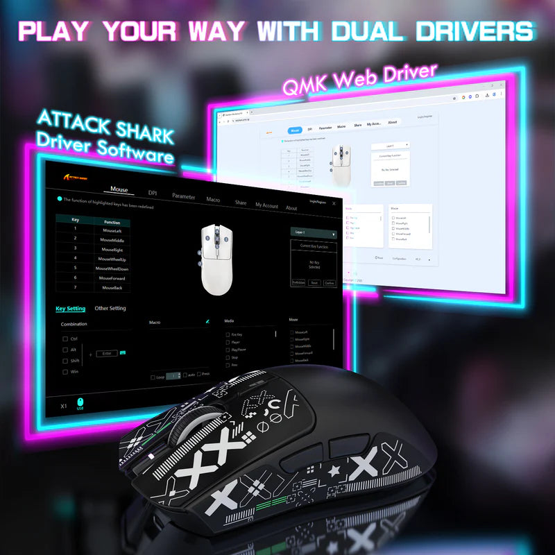 ATTACK SHARK X1 Tri-Mode Wireless Gaming Mouse (With RGB Touchpad Dock)