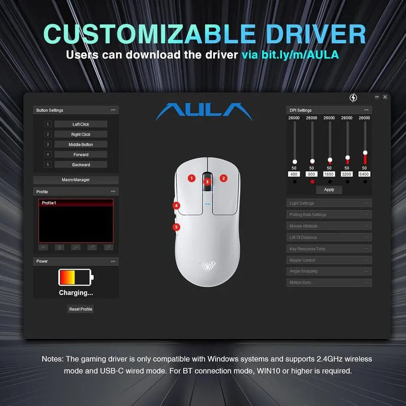 AULA SC680 Tri-Mode Wireless Gaming Mouse (Black)