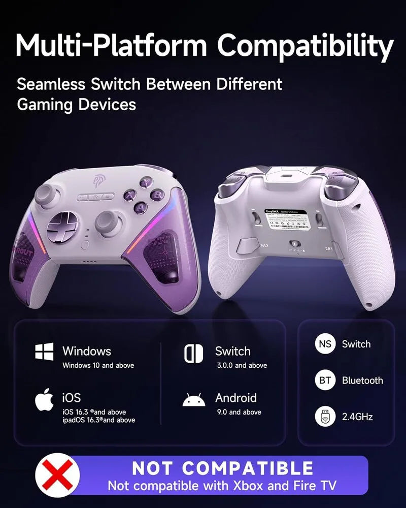 EasySMX D10 Multiplatform Gaming Controller with TMR Sticks, Trigger Lock and Charging Dock