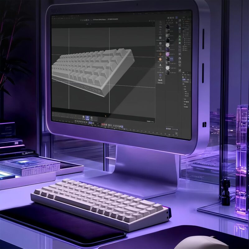 MADLIONS NANO68 Series Hall Effect Magnetic Gaming Keyboard – White Purple