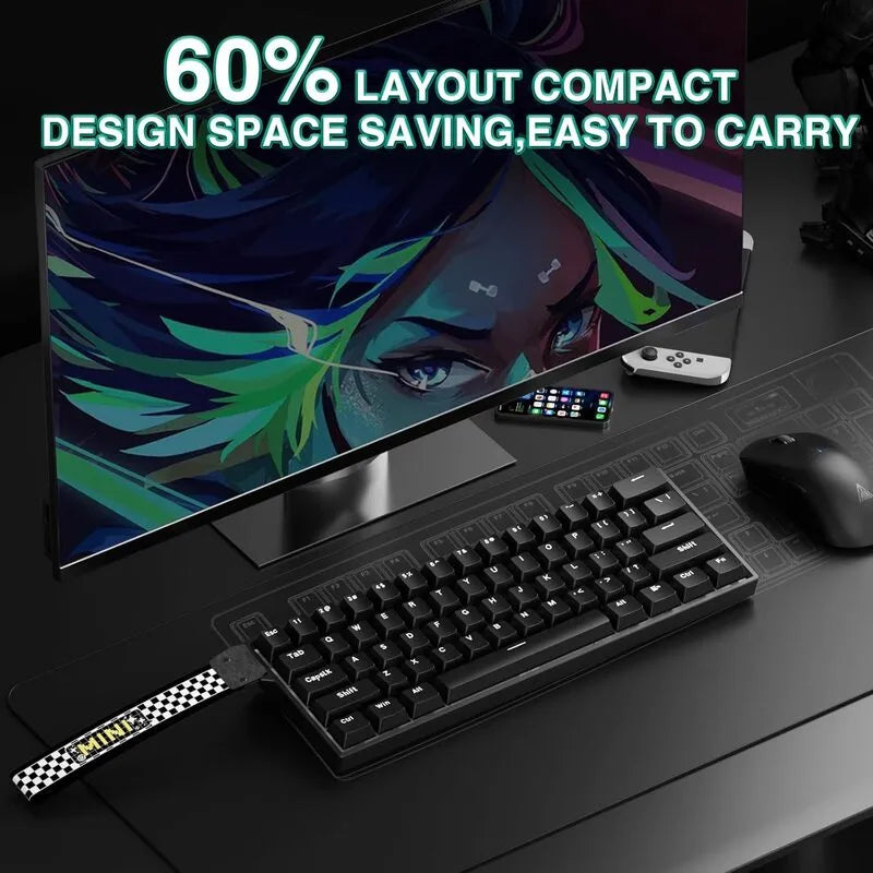 AULA MINI60 HE Wireless Gaming Keyboard Front-Engraved (Black)