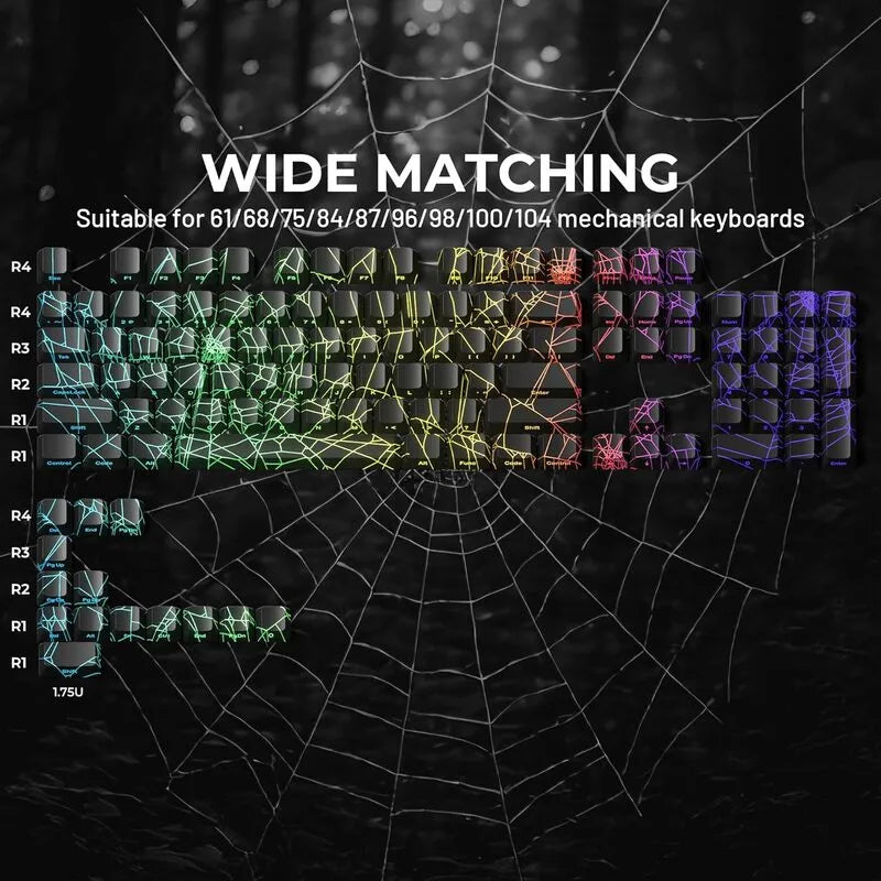 FGT-23K Spider Web 118-Key Shine-Through Keycap Set (Black)