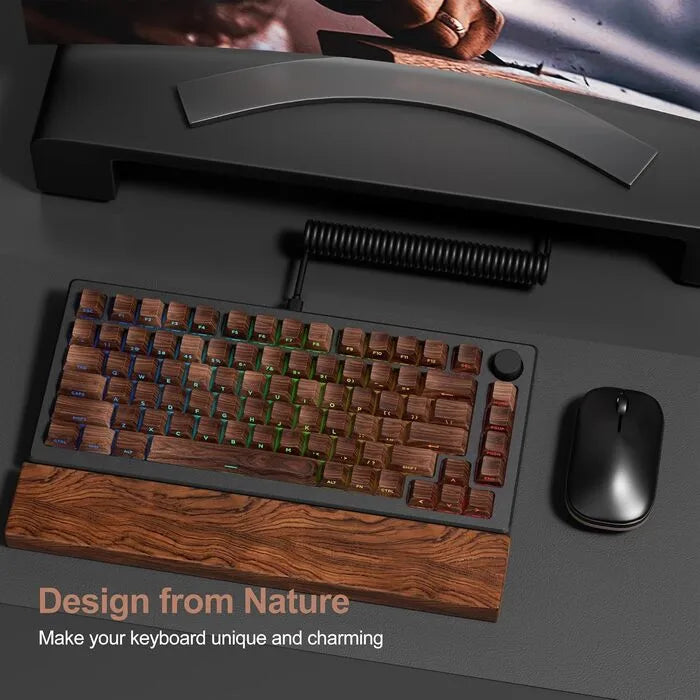 FGT-20K Walnut Wood Grain Keycaps Set – 126 Keys