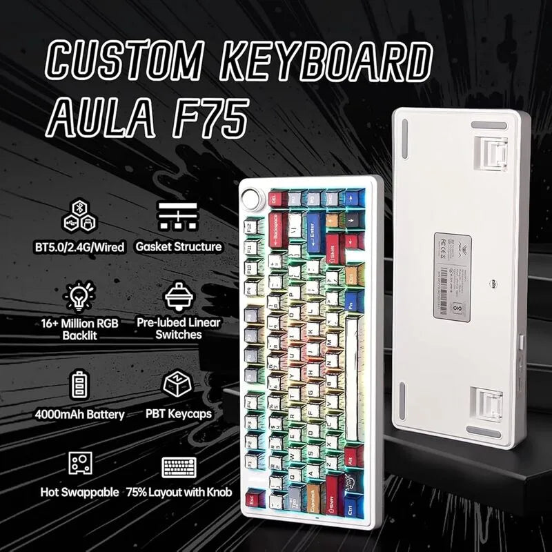 AULA F75 Pro Knob Side-Printed Mechanical Keyboard