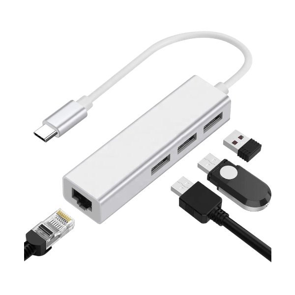 USB-C Hub with Gigabit Ethernet | 3-Port USB 3.0 Adapter type-c