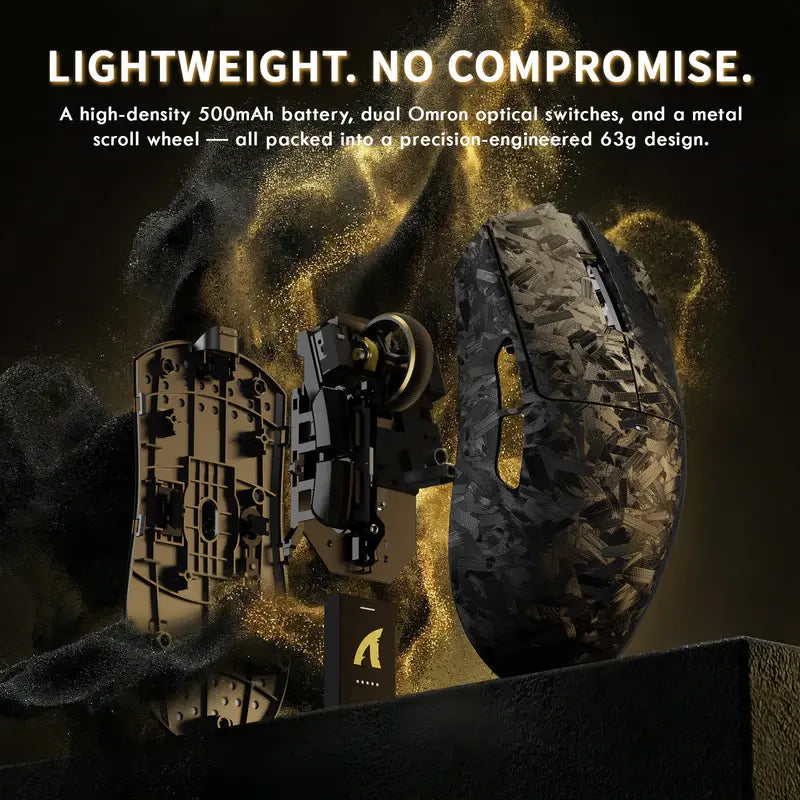 ATTACK SHARK X11 ULTRA Carbon Fiber Wireless Gaming Mouse with C06 ULTRA 8K LED Cable