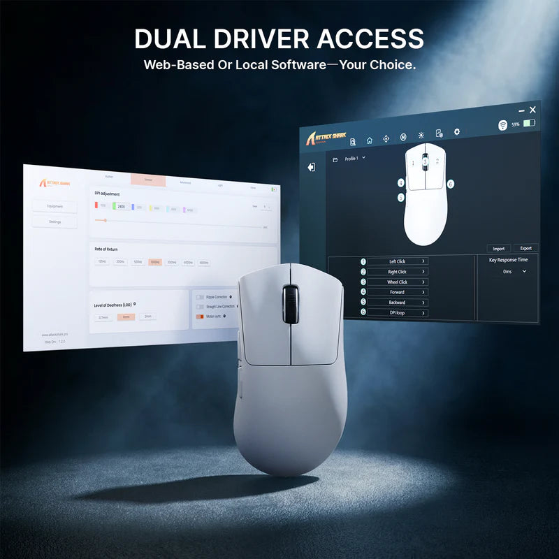 ATTACK SHARK V8 Ultra-Light Ergonomic Wireless Gaming Mouse – 42,000 DPI