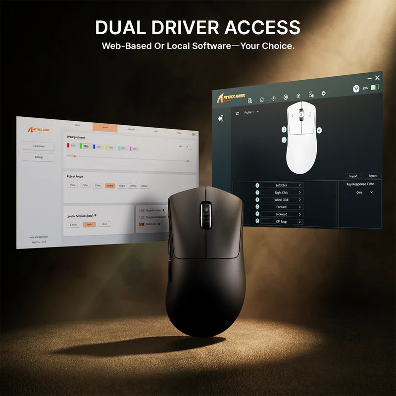 ATTACK SHARK V8 Ultra-Light Ergonomic Wireless Gaming Mouse – 42,000 DPI
