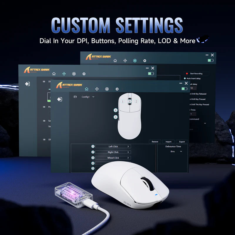 ATTACK SHARK X8PLUS Tri-Mode Lightweight Wireless Gaming Mouse