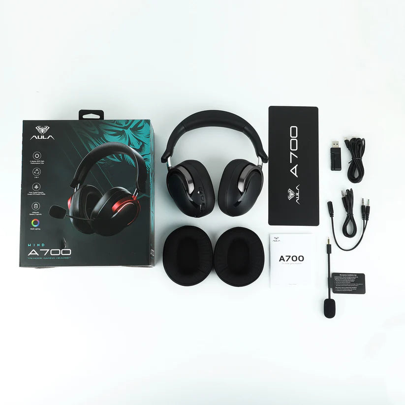 AULA A700 Wireless Gaming Headset for PS4/PS5/PC/Switch (Black Grey)