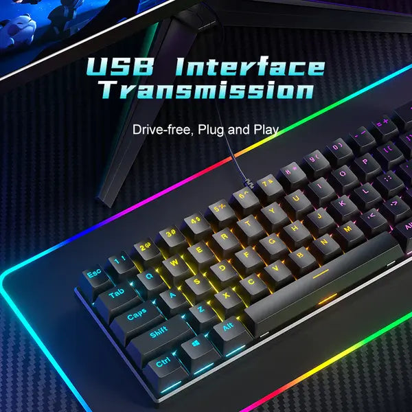 ZIFRIEND BD61(RAINBOW) 61 Keys Mechanical Gaming Keyboard – White