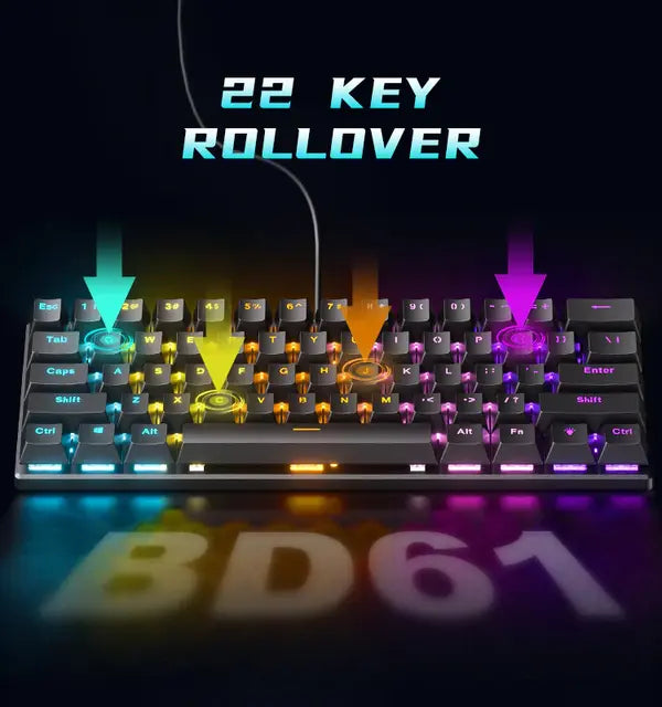 ZIFRIEND BD61(RAINBOW) 61 Keys Mechanical Gaming Keyboard – White