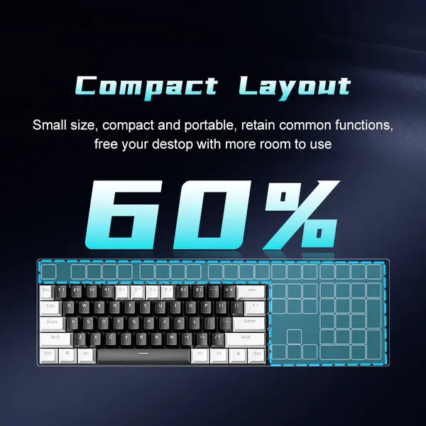 ZIFRIEND BD61S 61-Key RGB Mechanical Keyboard Switch – Black & White