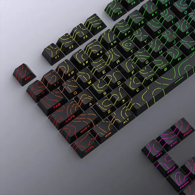 FGT-014K Black Topographic Keycaps Set – 97 Keys