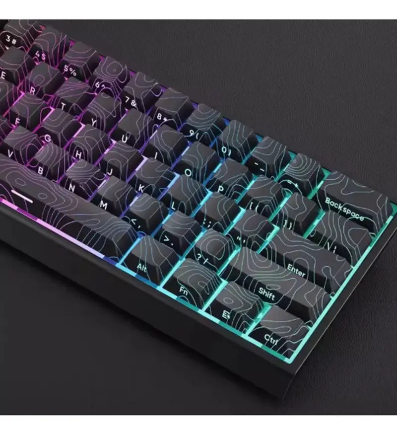 FGT-014K Black Topographic Keycaps Set – 97 Keys