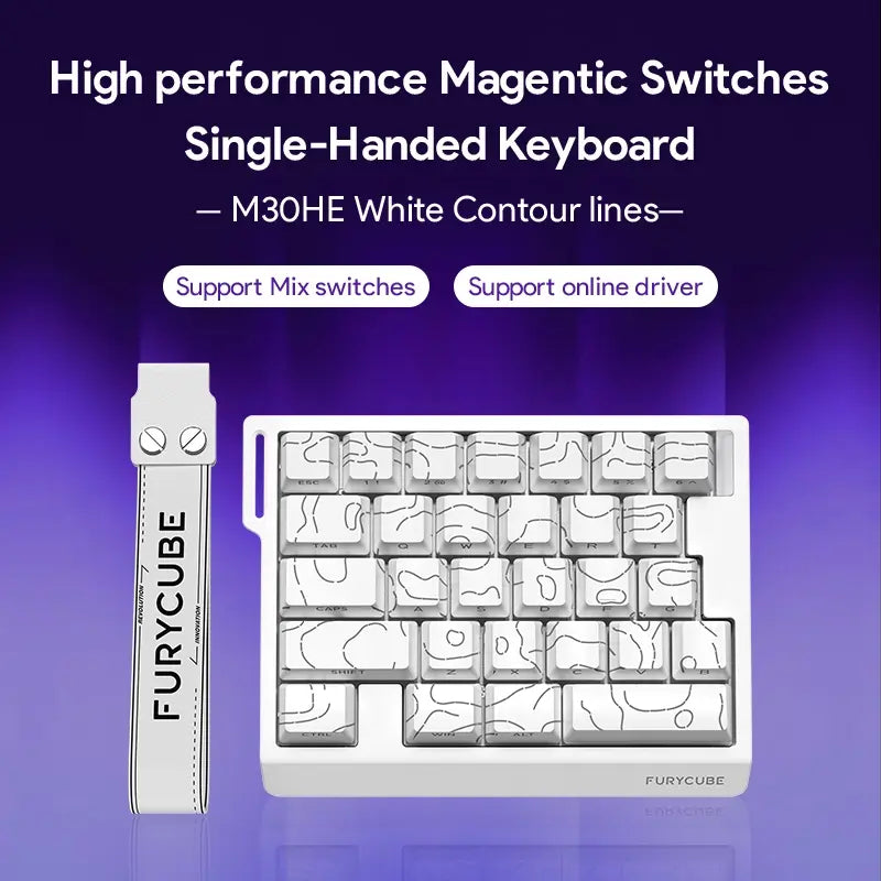FURYCUBE M30HE Hall Effect Magnetic Switch Gaming Keyboard White Contour Line