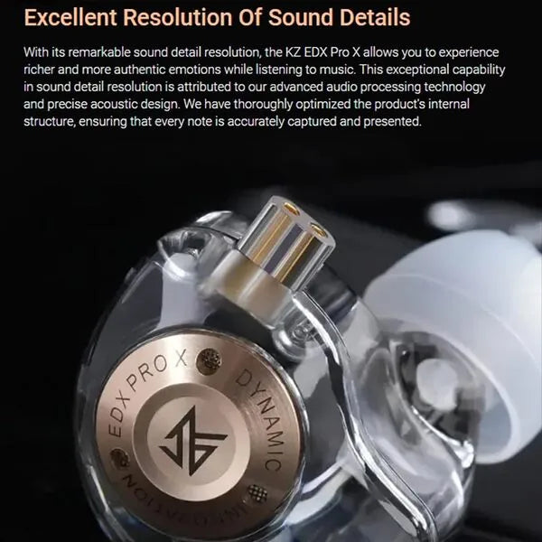 KZ EDX PRO X Wired In-Ear Monitor – 10mm Dynamic Driver, Deep Bass, HD Mic, Detachable 2-Pin Cable