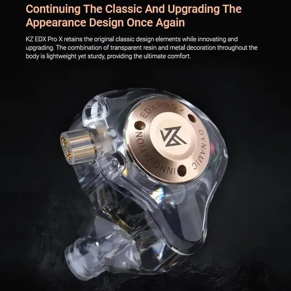 KZ EDX PRO X Wired In-Ear Monitor – 10mm Dynamic Driver, Deep Bass, HD Mic, Detachable 2-Pin Cable