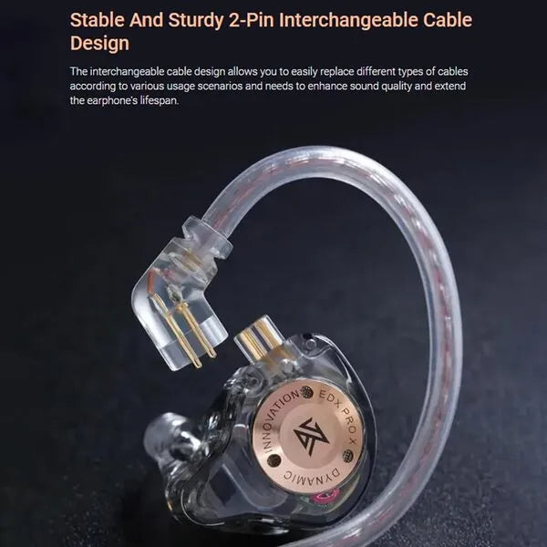 KZ EDX PRO X Wired In-Ear Monitor – 10mm Dynamic Driver, Deep Bass, HD Mic, Detachable 2-Pin Cable