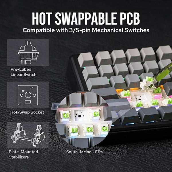 AULA F75 MAX 75% RGB Mechanical Wireless Gaming Keyboard