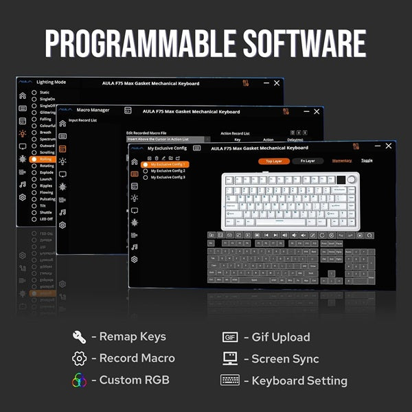 AULA F75 MAX 75% RGB Mechanical Wireless Gaming Keyboard