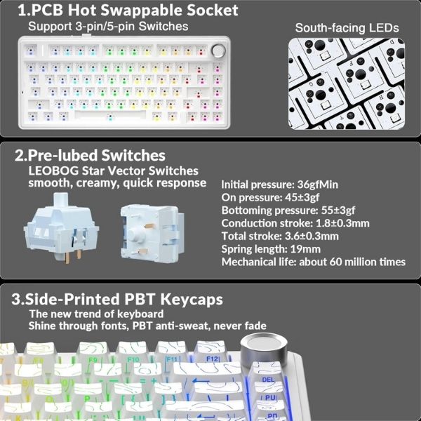 AULA F75 Pro Knob Side-Printed Mechanical Keyboard