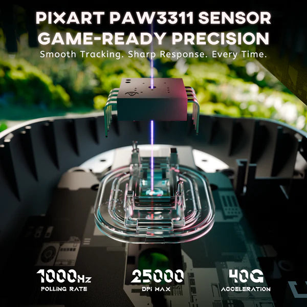 ATTACK SHARK G3 Tri-Mode Wireless Gaming Mouse – Ultra-Lightweight, 25K DPI, RGB, Triple Connection