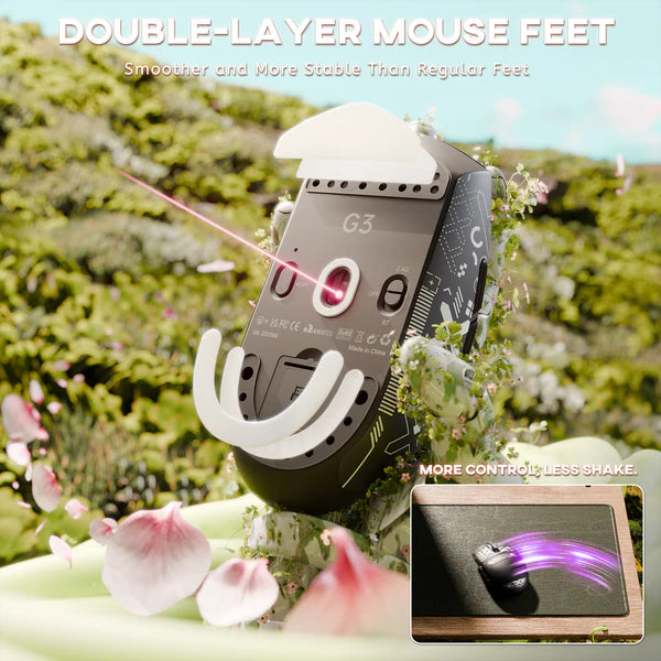 ATTACK SHARK G3 Tri-Mode Wireless Gaming Mouse – Ultra-Lightweight, 25K DPI, RGB, Triple Connection