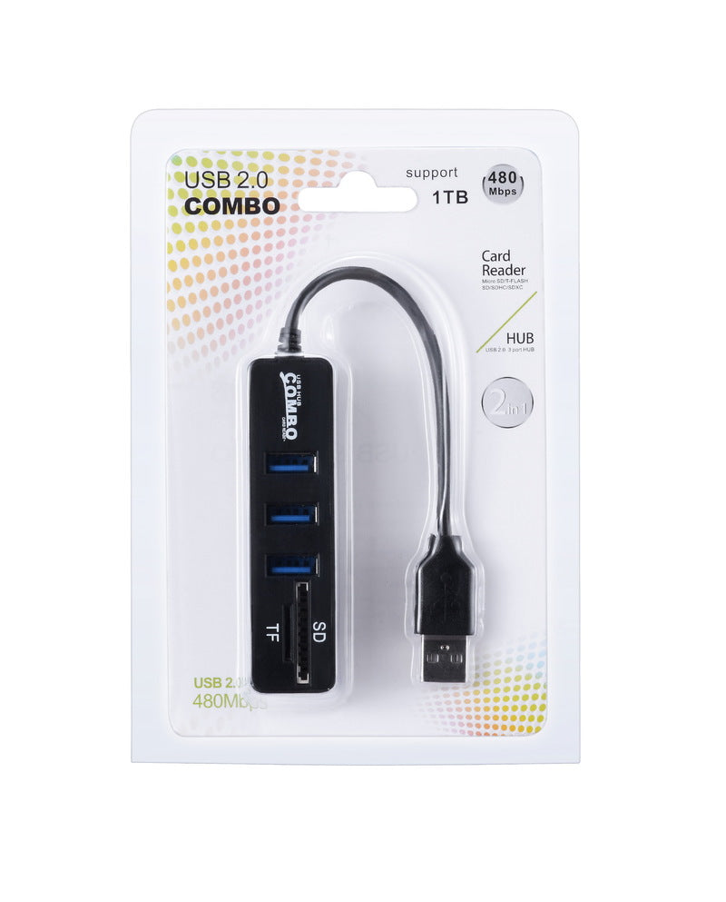Combo 3-Port USB 2.0 Hub With SD/MicroSD Card Reader