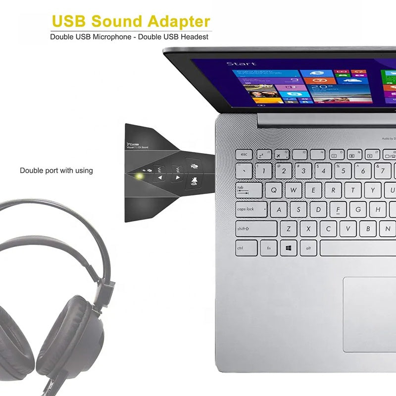 USB 7.1 Channel External Sound Card | Audio Adapter with Headphone & Mic Jacks