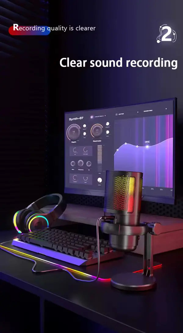 GAM-ME6P Professional RGB USB Recording Condenser Microphone (Black)