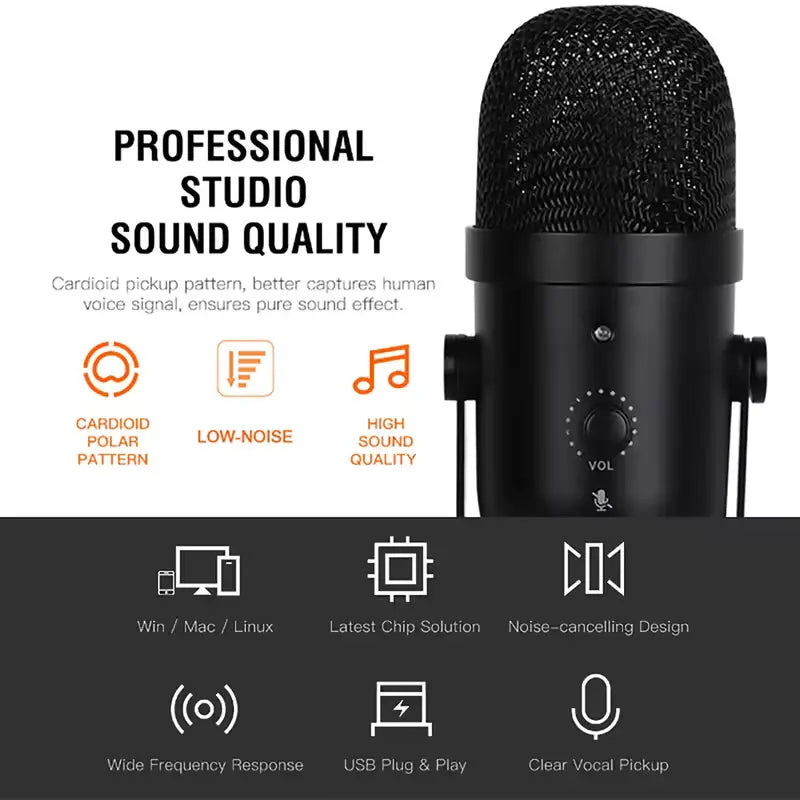 GAM-U12 Professional USB Condenser Desktop Microphone Set