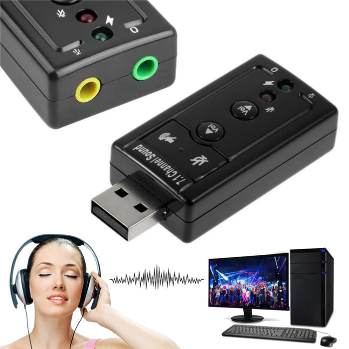 USB 7.1 Channel 3D Audio Adapter – External Sound Card