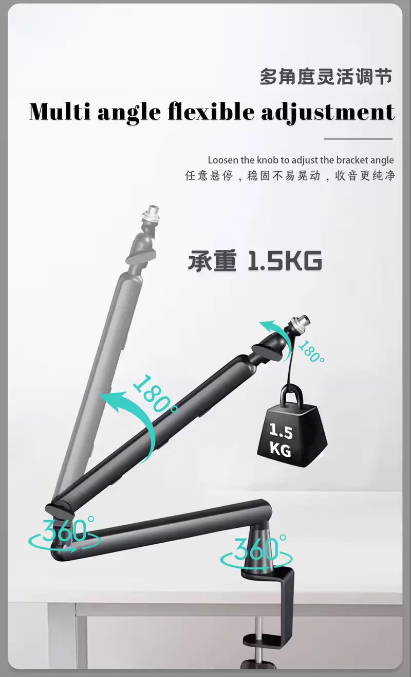 GAZ-NB10 Professional Adjustable Microphone Boom Arm Stand with Table Clamp