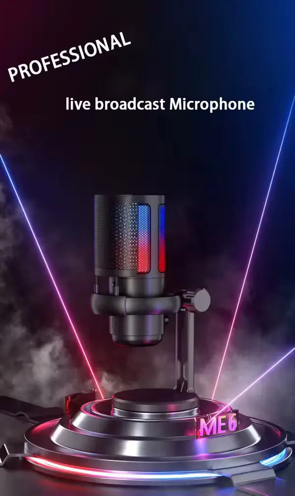 GAM-ME6P Professional RGB USB Recording Condenser Microphone (Black)