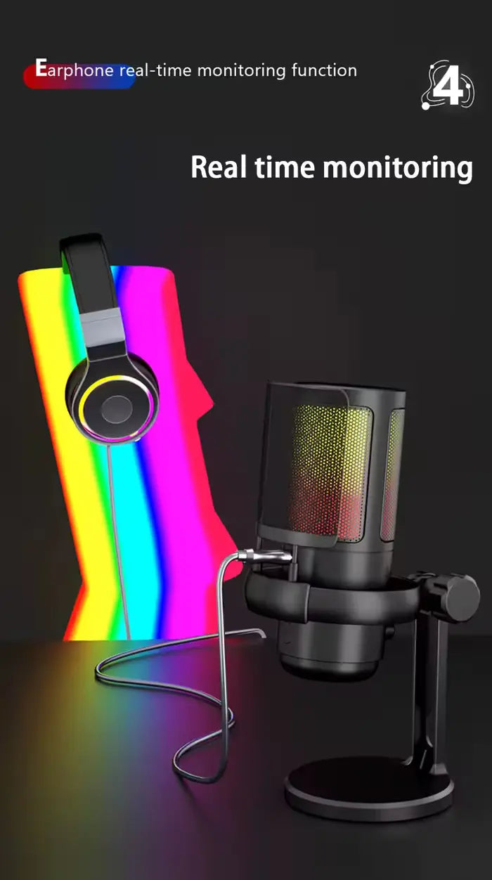GAM-ME6P Professional RGB USB Recording Condenser Microphone (Black)