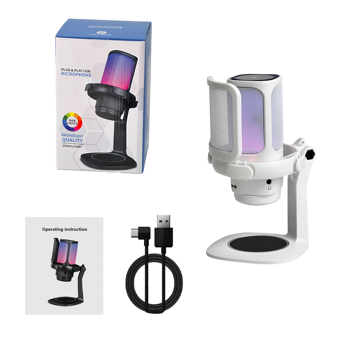 GAM-S1 RGB USB Condenser Microphone with Quick Mute & Pop Filter