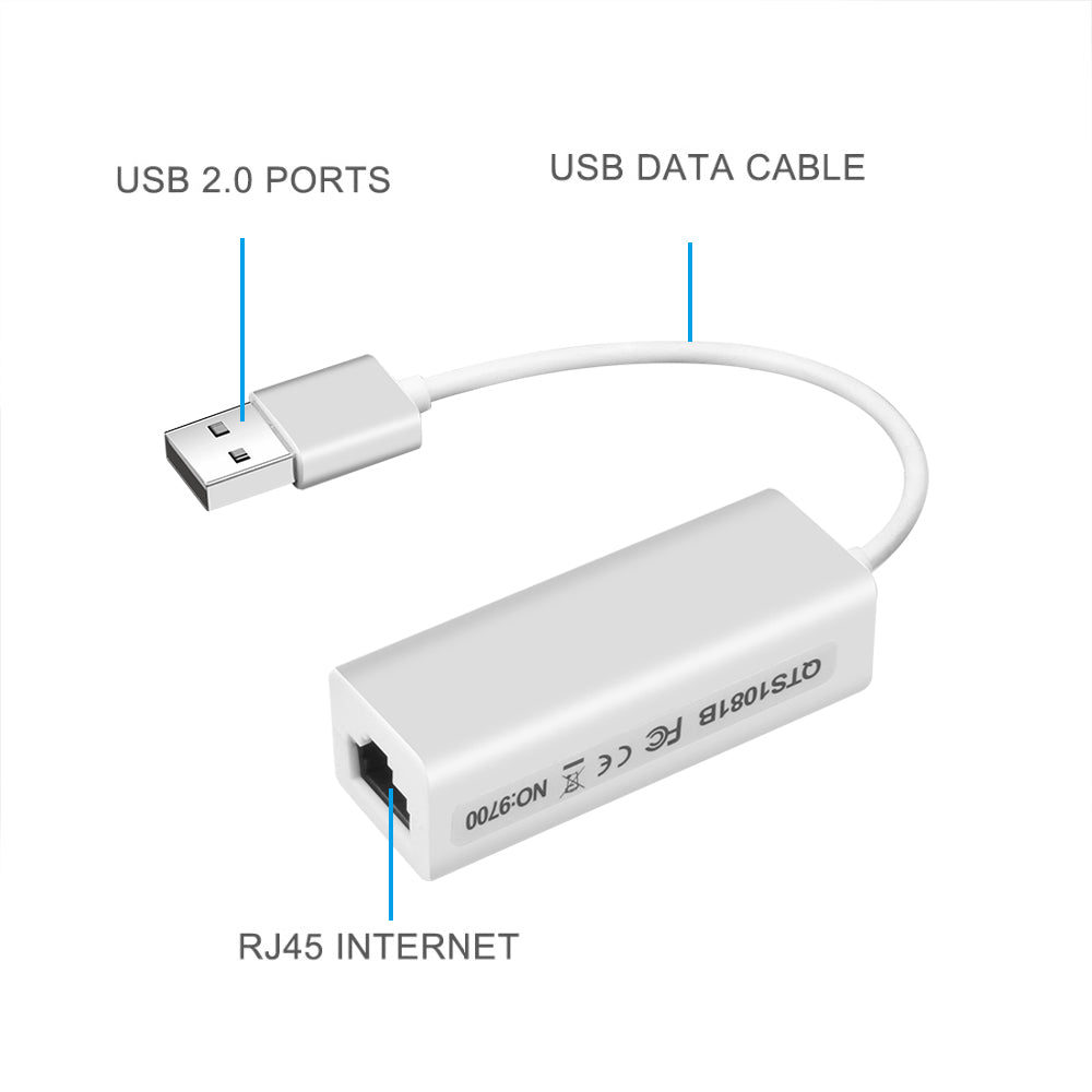 USB 2.0 to Fast Ethernet Adapter | 100Mbps RJ45 LAN Adapter