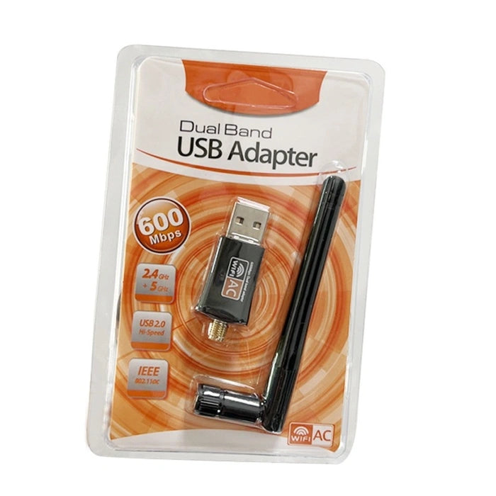 Dual-Band 600Mbps USB WiFi Adapter for PC, Mac & Linux