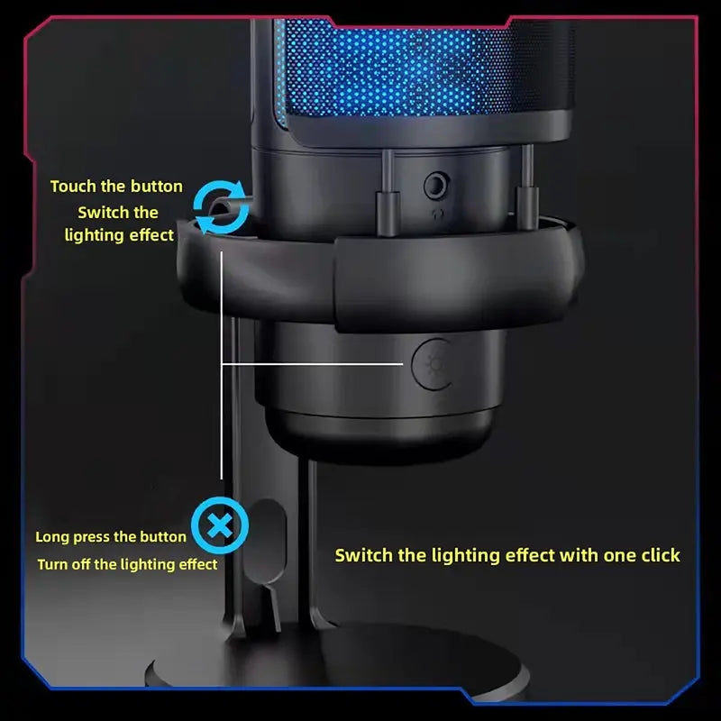 GAM-ME6P Professional RGB USB Recording Condenser Microphone (Black)