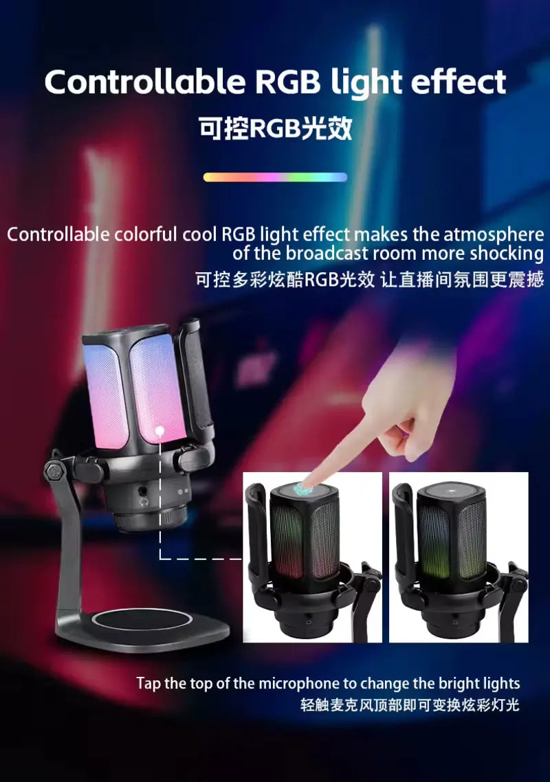 GAM-S1 RGB USB Condenser Microphone with Quick Mute & Pop Filter